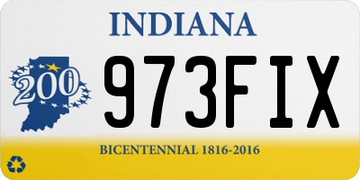 IN license plate 973FIX