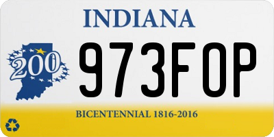 IN license plate 973FOP
