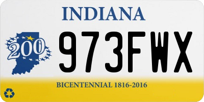 IN license plate 973FWX