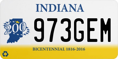IN license plate 973GEM