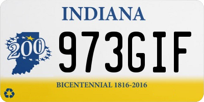 IN license plate 973GIF