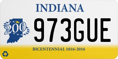 IN license plate 973GUE