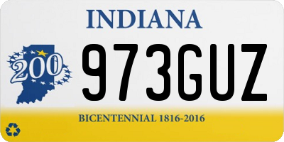 IN license plate 973GUZ