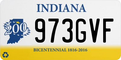 IN license plate 973GVF