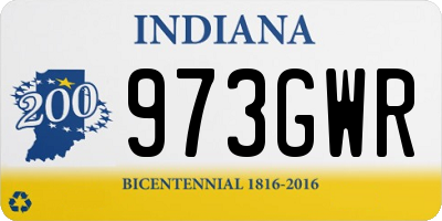 IN license plate 973GWR