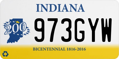 IN license plate 973GYW