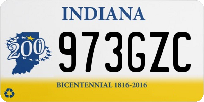 IN license plate 973GZC