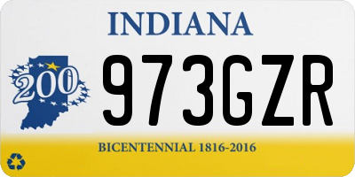 IN license plate 973GZR