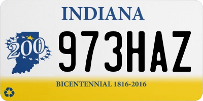 IN license plate 973HAZ