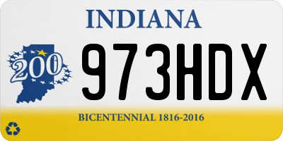 IN license plate 973HDX