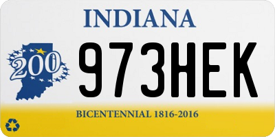 IN license plate 973HEK