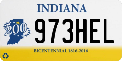 IN license plate 973HEL