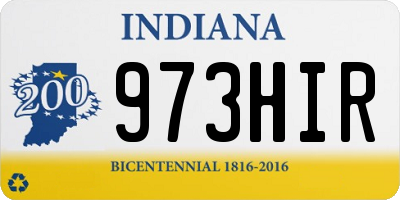 IN license plate 973HIR