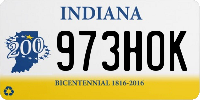 IN license plate 973HOK