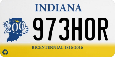 IN license plate 973HOR