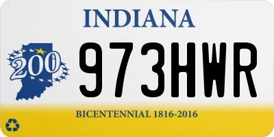 IN license plate 973HWR