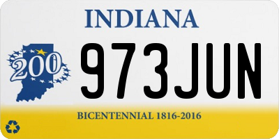 IN license plate 973JUN