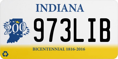 IN license plate 973LIB