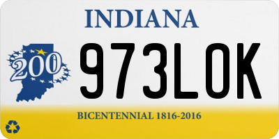 IN license plate 973LOK