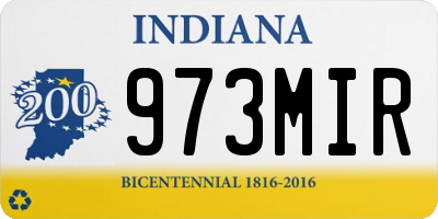 IN license plate 973MIR