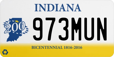 IN license plate 973MUN