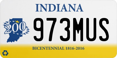 IN license plate 973MUS