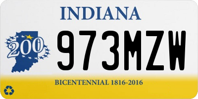 IN license plate 973MZW