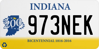 IN license plate 973NEK
