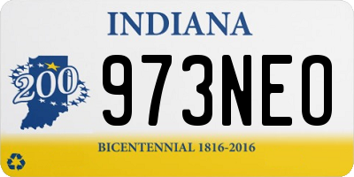 IN license plate 973NEO