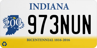 IN license plate 973NUN
