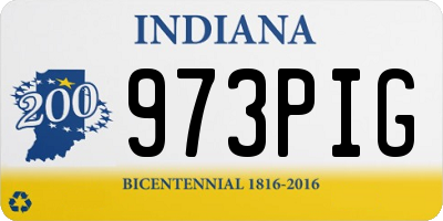 IN license plate 973PIG