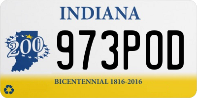 IN license plate 973POD