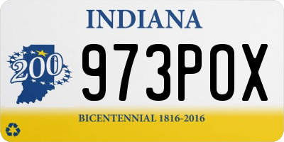 IN license plate 973POX