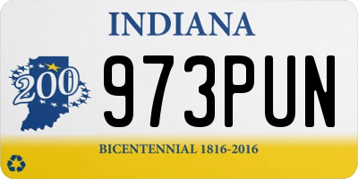 IN license plate 973PUN