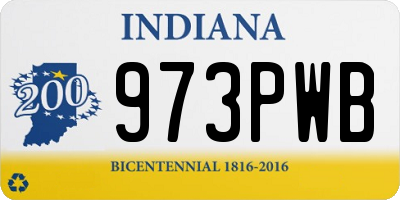 IN license plate 973PWB