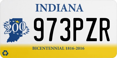 IN license plate 973PZR