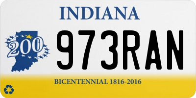 IN license plate 973RAN
