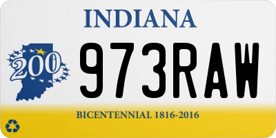 IN license plate 973RAW