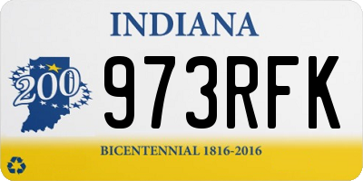 IN license plate 973RFK