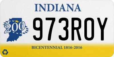 IN license plate 973ROY