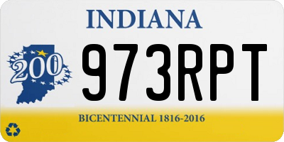 IN license plate 973RPT