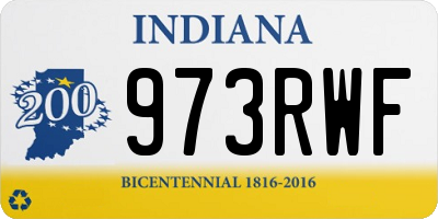 IN license plate 973RWF