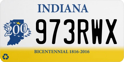 IN license plate 973RWX