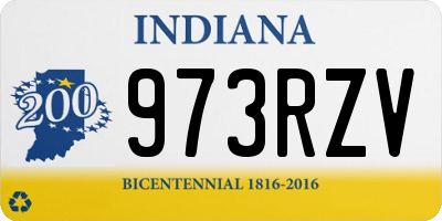 IN license plate 973RZV