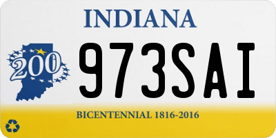 IN license plate 973SAI