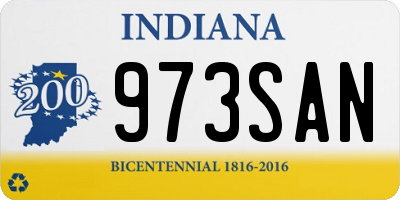 IN license plate 973SAN
