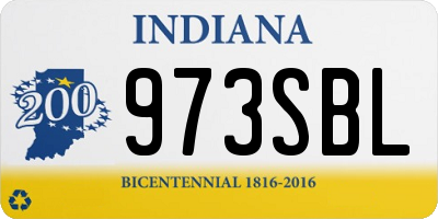 IN license plate 973SBL