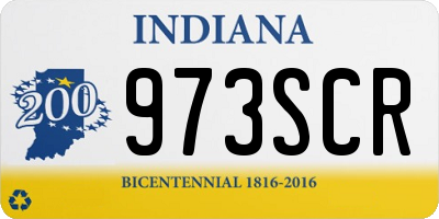 IN license plate 973SCR