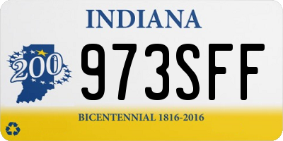 IN license plate 973SFF