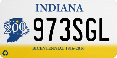 IN license plate 973SGL